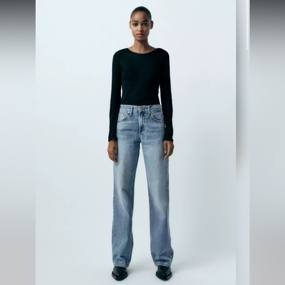 Zara TRF Mid-rise Wide Leg Jeans